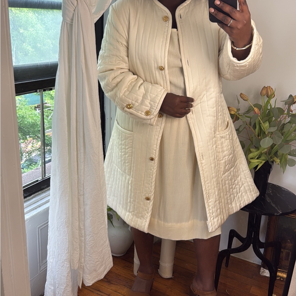Cream cotton sleeveless dress - Picture 4 of 10